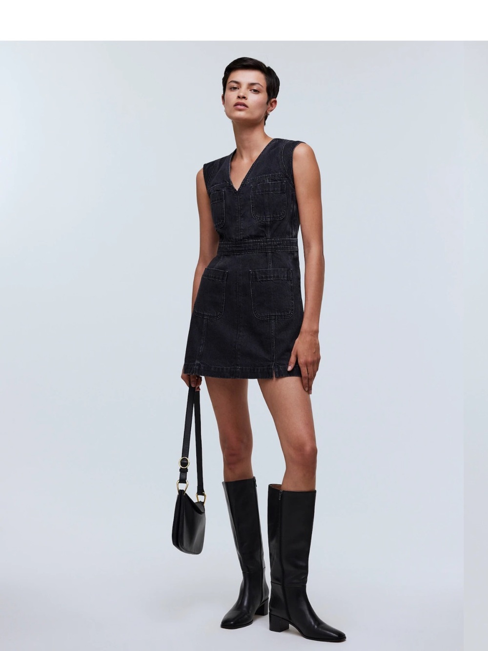 NWT Madewell Denim Cap-Sleeve Mini Dress in Tarrybrook Wash size 2
